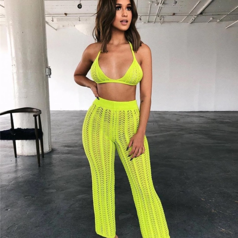 Neon Yellow two piece jump suit